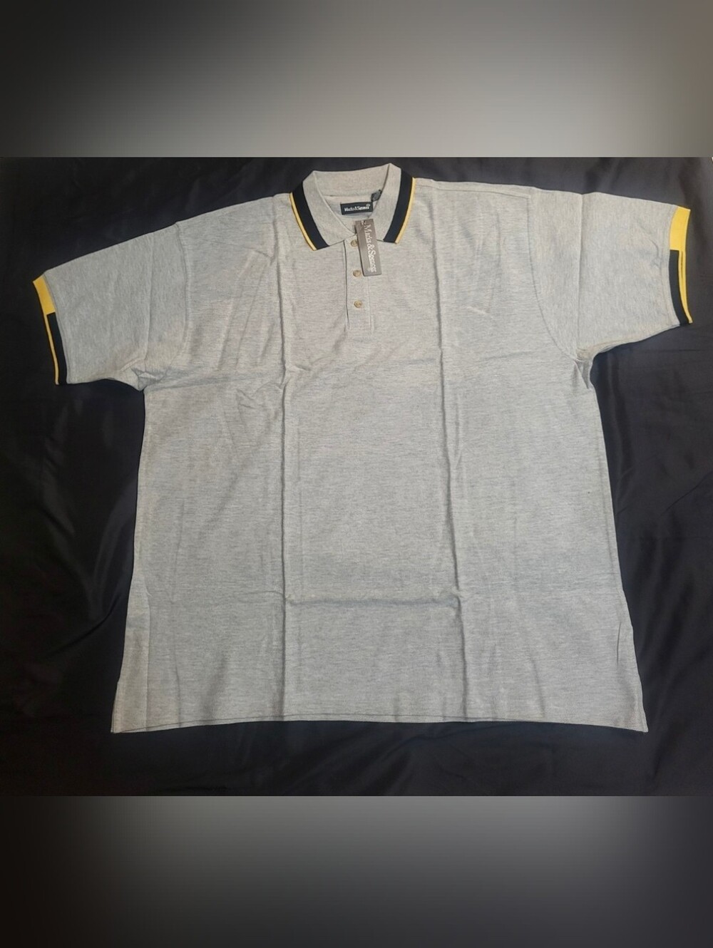 Marks & Spencer Grey/Black/Gold Collar Polo Shirt Men Size 3XL NWT